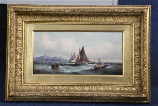William Thornley (1857-1935) Fishing boats off the coast 8 x 15.5in.